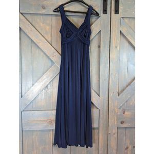 New York & Company Womens XS Twist Front Maxi Dress Blue Sleeveless V Neck